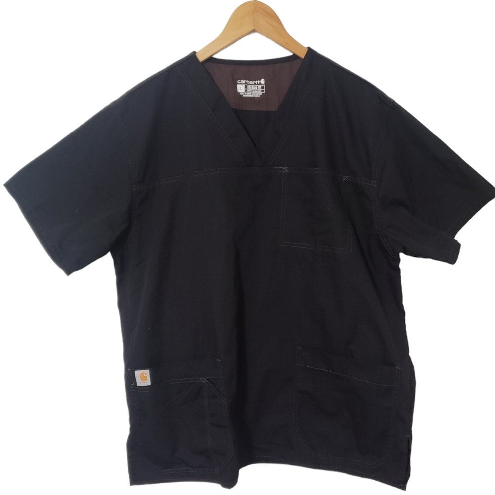 Carhartt Medical Scrub Shirt. Short Sleeve. BLack. Size Large. Medical. Nurse.